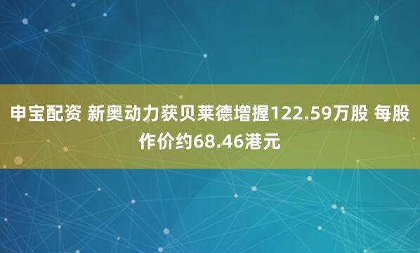 申宝配资 新奥动力获贝莱德增握122.59万股 每股作价约68.46港元