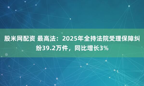 股米网配资 最高法：2025年全持法院受理保障纠纷39.2万件，同比增长3%