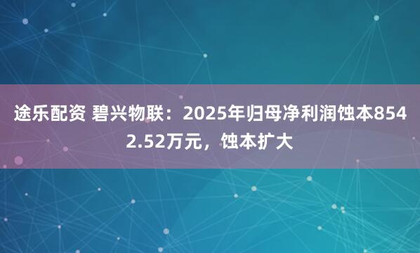 途乐配资 碧兴物联：2025年归母净利润蚀本8542.52万元，蚀本扩大