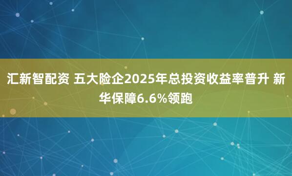 汇新智配资 五大险企2025年总投资收益率普升 新华保障6.6%领跑